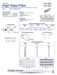 Datasheet VHF-880+ manufacturer Mini-Circuits